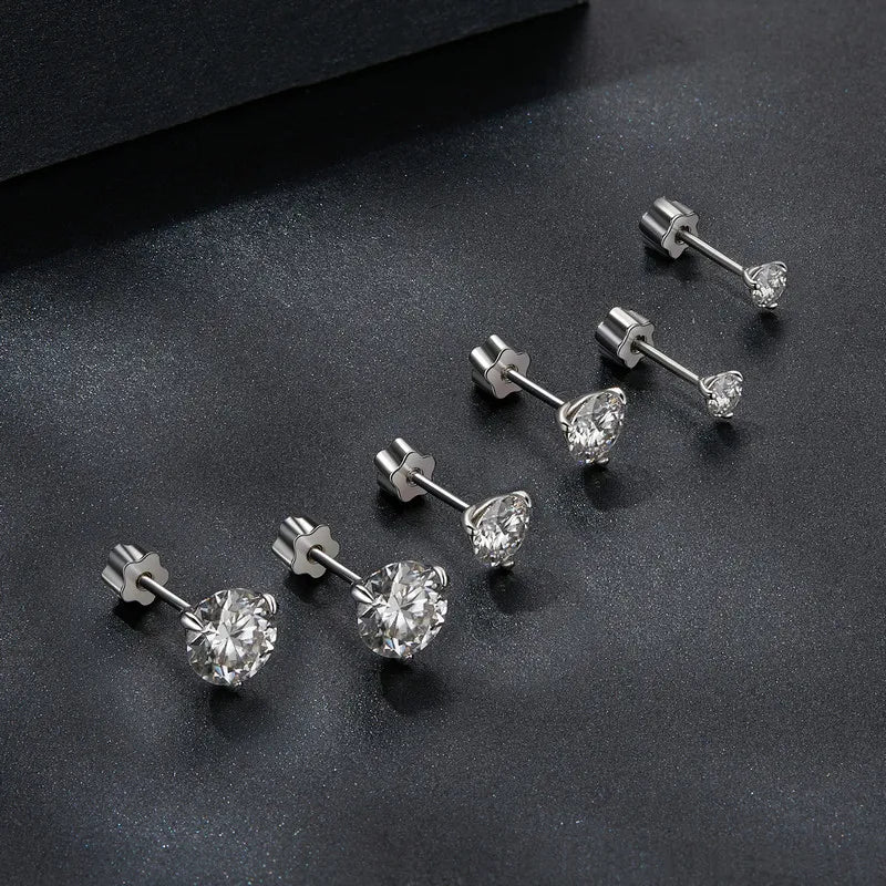 Moissanit 1 Karat runde Ohrstecker Schraubverschluss Platinbeschichtung S925 Minimalistisch