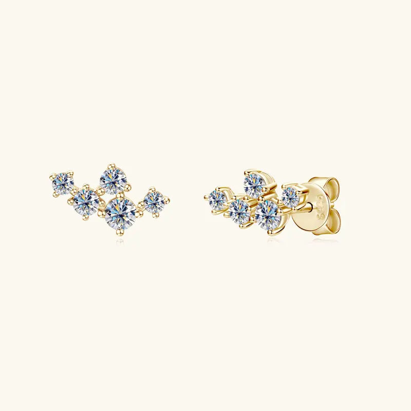 Boucles d'oreilles 5 pierres moissanite D VVS1 en argent sterling 925, fermoir poussette, bijoux étincelants pour femme