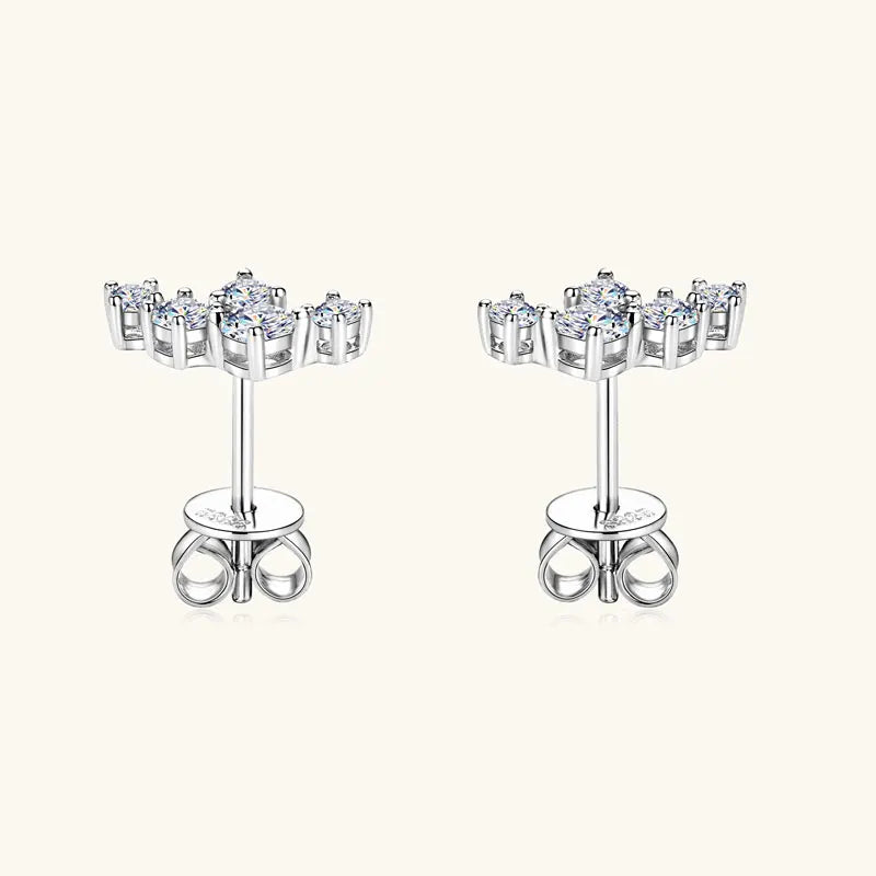 Boucles d'oreilles 5 pierres moissanite D VVS1 en argent sterling 925, fermoir poussette, bijoux étincelants pour femme
