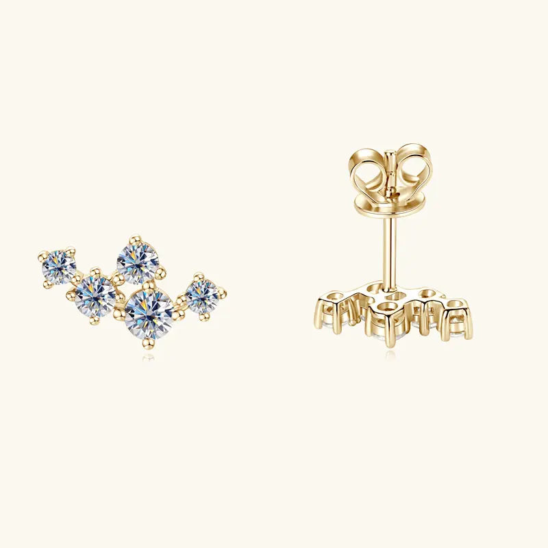 Boucles d'oreilles 5 pierres moissanite D VVS1 en argent sterling 925, fermoir poussette, bijoux étincelants pour femme