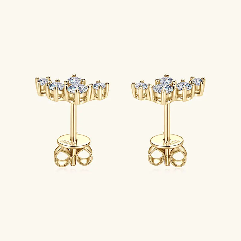 Boucles d'oreilles 5 pierres moissanite D VVS1 en argent sterling 925, fermoir poussette, bijoux étincelants pour femme