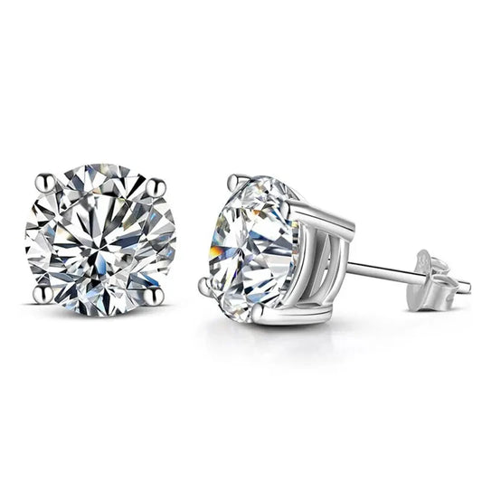 Boucles d'oreilles clous en moissanite 8mm couleur D 0.5-2 Ct Argent sterling 925 Mariage