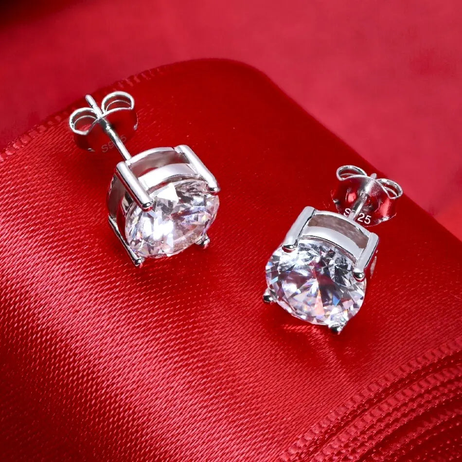 Moissanite 8mm D Color Stud Earrings 0.5-2 Ct 925 Sterling Silver Wedding