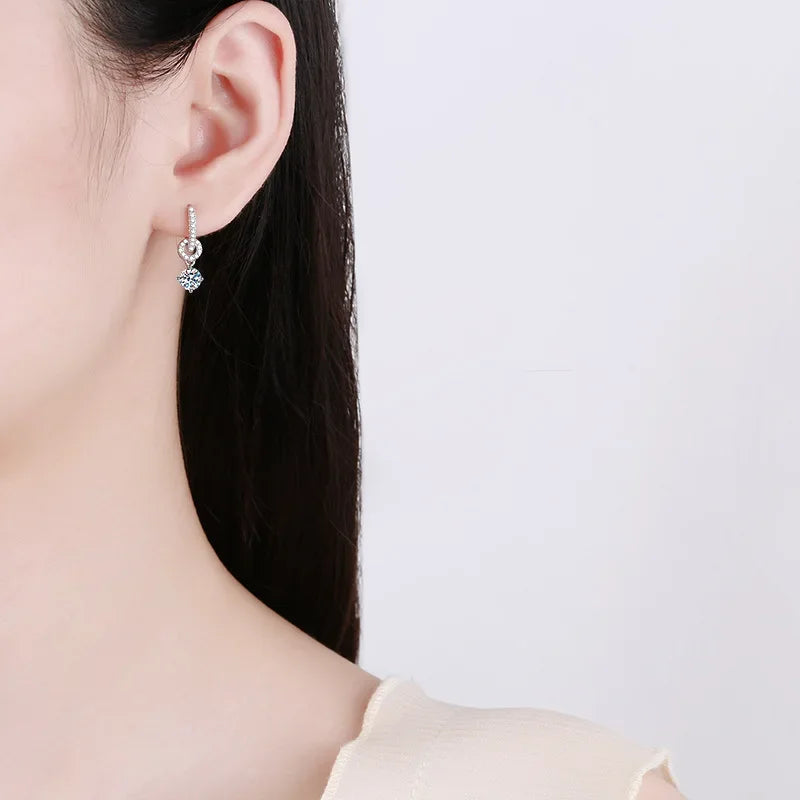 Moissanit 925 Sterling Silber Diamant Ohrhänger für Damen Hochzeit Party