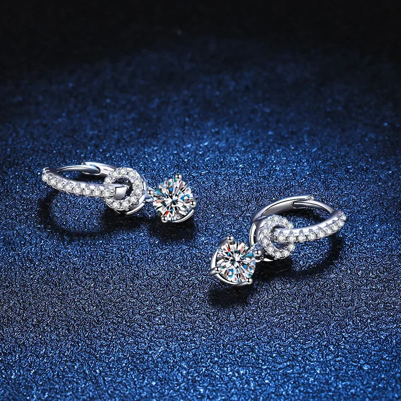 Moissanit 925 Sterling Silber Diamant Ohrhänger für Damen Hochzeit Party