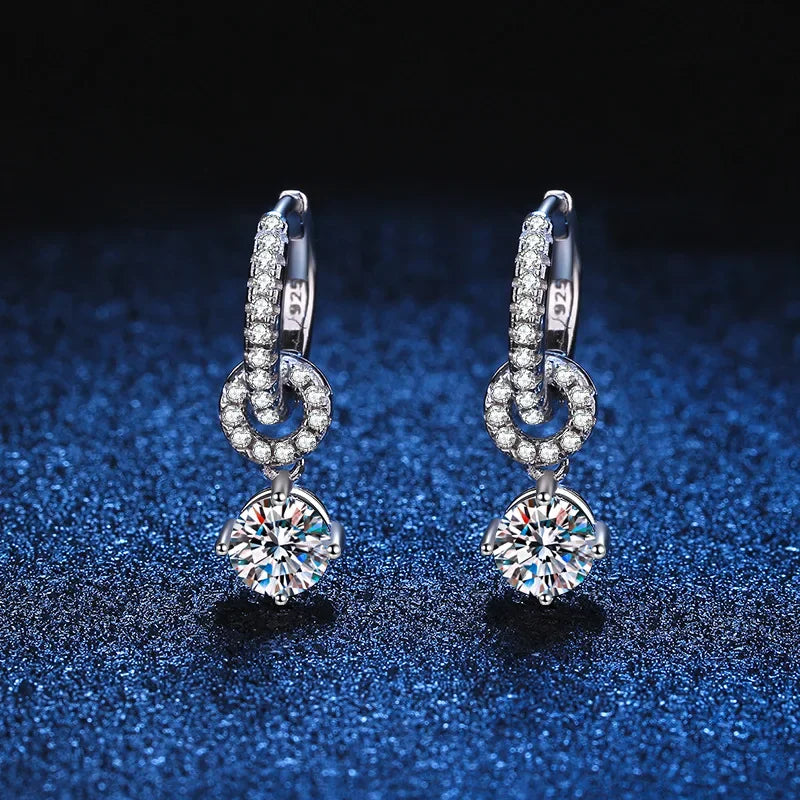 Moissanit 925 Sterling Silber Diamant Ohrhänger für Damen Hochzeit Party
