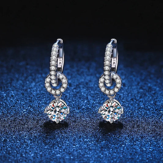 Boucles d'oreilles pendantes en moissanite et argent sterling 925 avec diamants pour femme, idéales pour les mariages et les fêtes