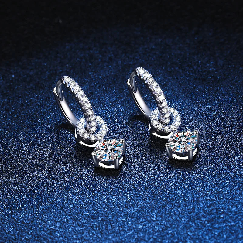 Moissanit 925 Sterling Silber Diamant Ohrhänger für Damen Hochzeit Party