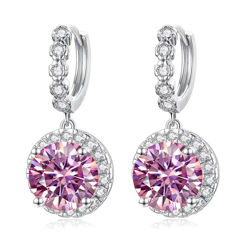 Moissanite 925 Sterling Silver Round D Color Drop Earrings Valentine's Gift