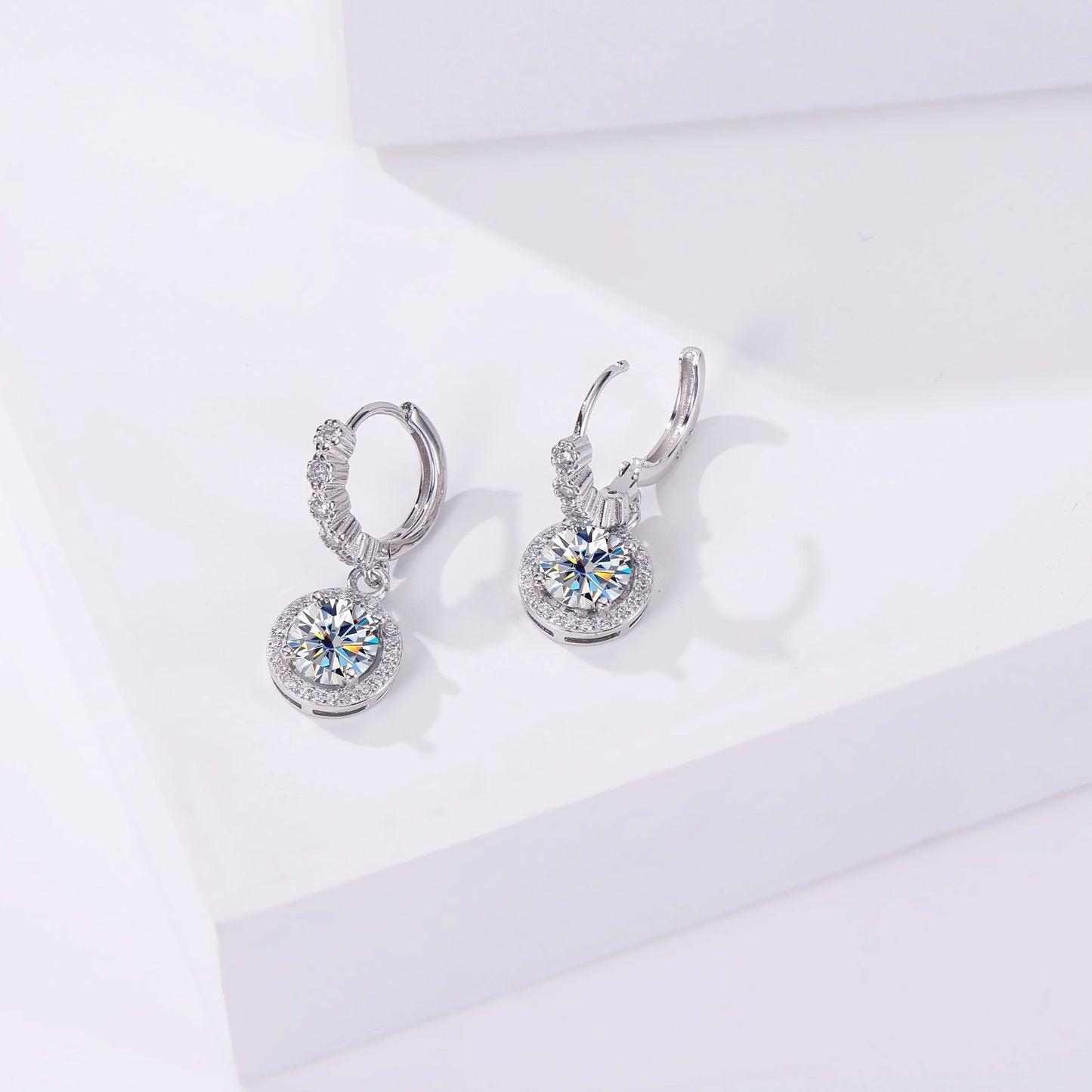 Moissanite 925 Sterling Silver Round D Color Drop Earrings Valentine's Gift