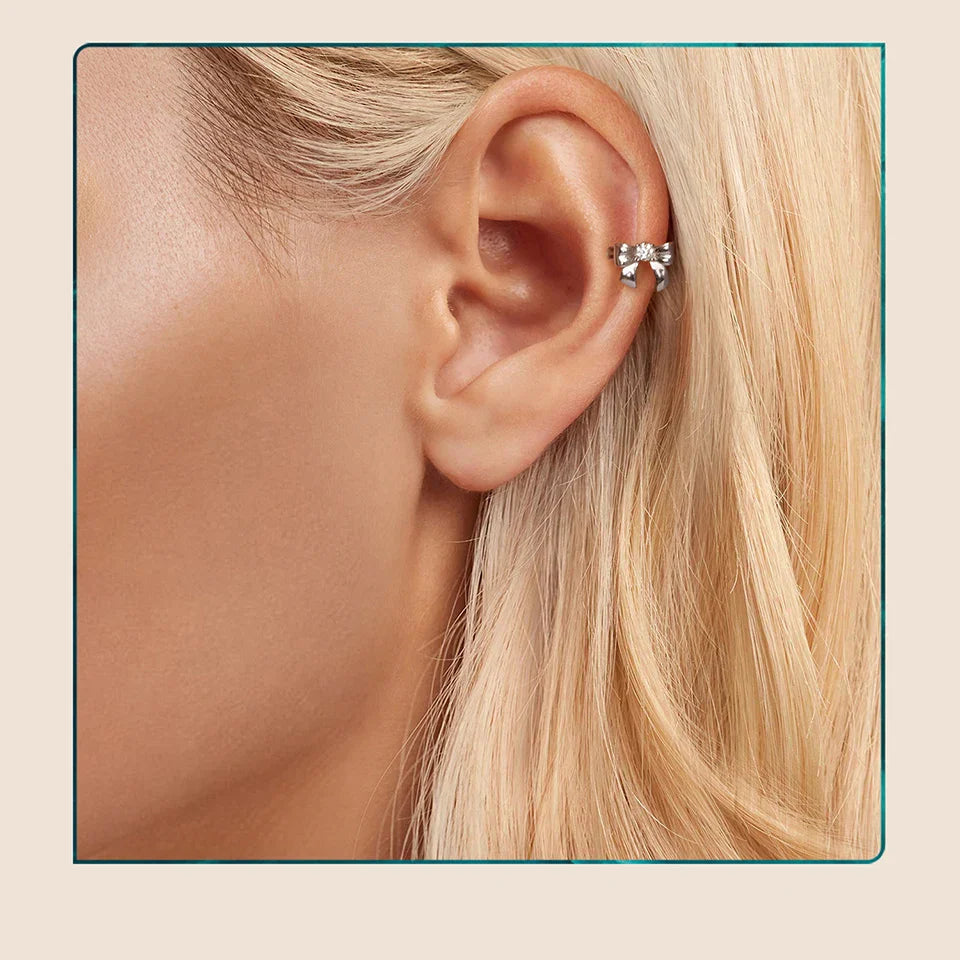 Moissanit-Ohrstecker mit Schleife, S925 Silber, Clip-On, Geschenk für Hochzeit und Verlobung