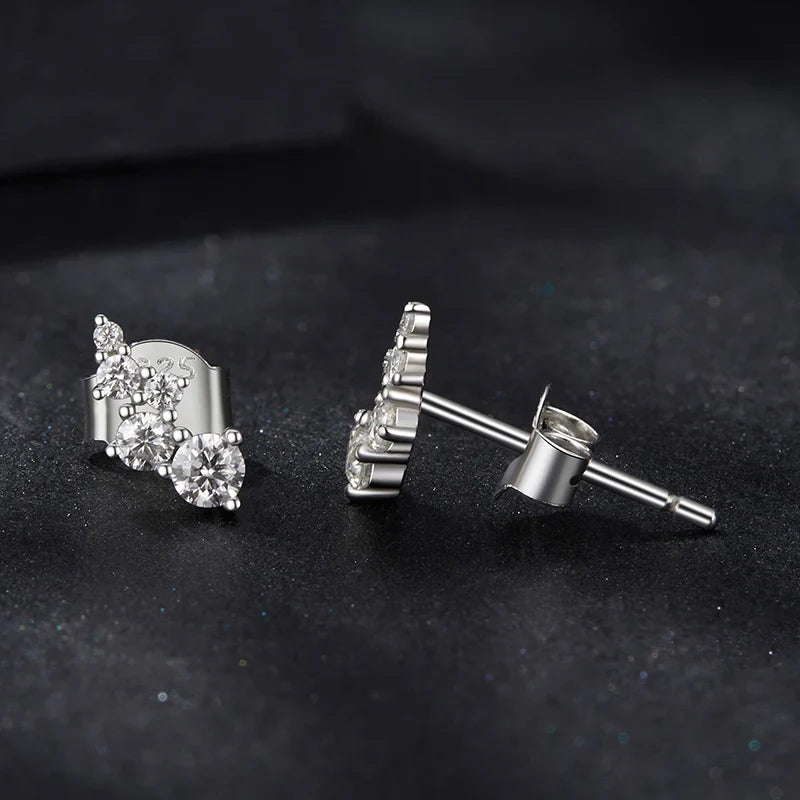 Puces d'oreilles Moissanite bulles géométriques VVS1 EX Argent sterling 925 avec fermoir à vis
