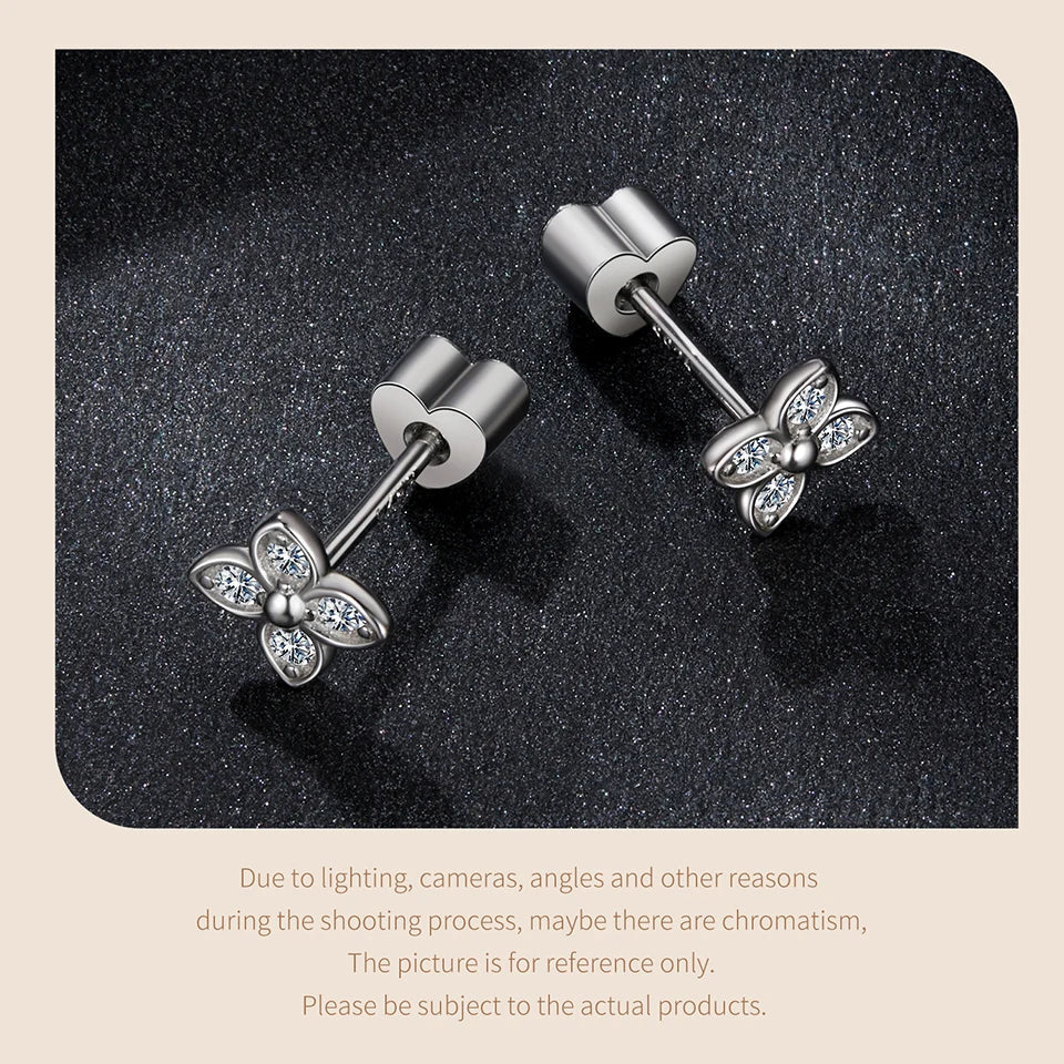 Moissanit Schmetterling Kleeblatt Ohrstecker 925er Silber Diamantschliff Hochzeitsgeschenk