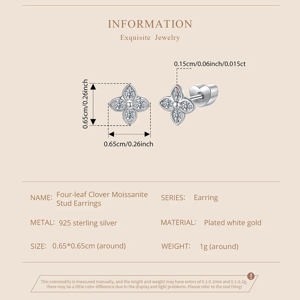 Moissanit Schmetterling Kleeblatt Ohrstecker 925er Silber Diamantschliff Hochzeitsgeschenk