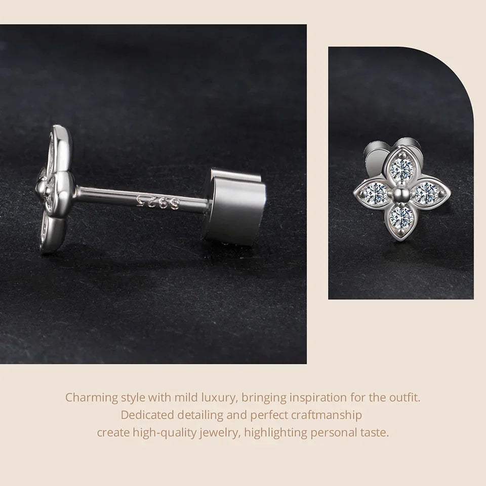 Moissanit Schmetterling Kleeblatt Ohrstecker 925er Silber Diamantschliff Hochzeitsgeschenk