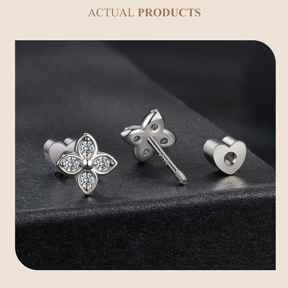 Moissanit Schmetterling Kleeblatt Ohrstecker 925er Silber Diamantschliff Hochzeitsgeschenk