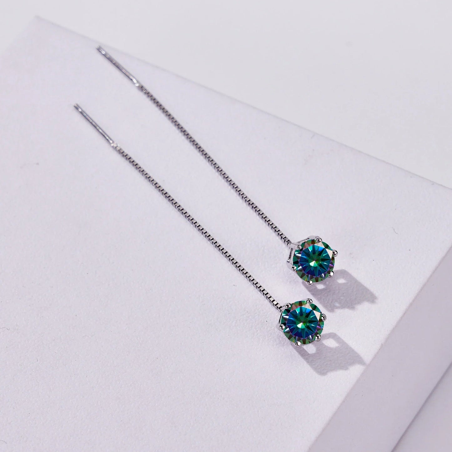 Moissanite Drop Earrings 5-6.5mm Sterling 925 Silver Solitaire Dangle Gift
