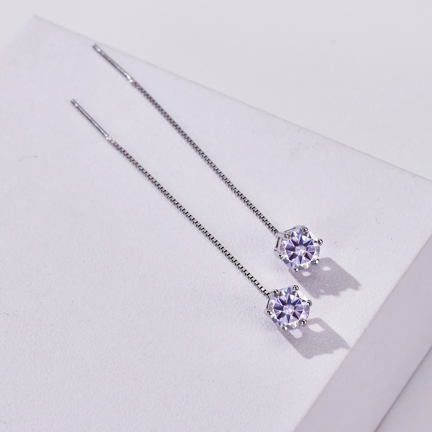 Moissanite Drop Earrings 5-6.5mm Sterling 925 Silver Solitaire Dangle Gift