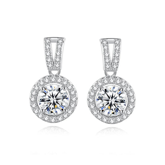 Boucles d'oreilles pendantes en moissanite Argent sterling 925 1 carat GRA Mariage Fiançailles