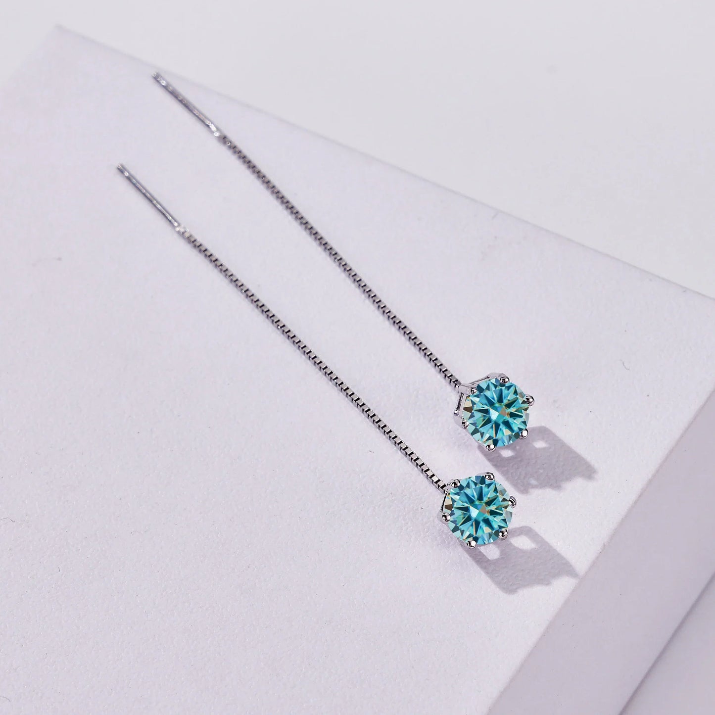 Moissanite Drop Earrings 5-6.5mm Sterling 925 Silver Solitaire Dangle Gift