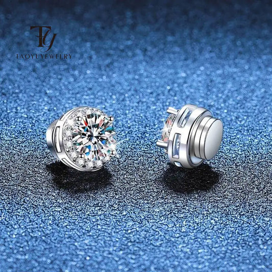 Moissanite Earrings 925 Sterling Silver Clip Stud Luxury Gift For Women