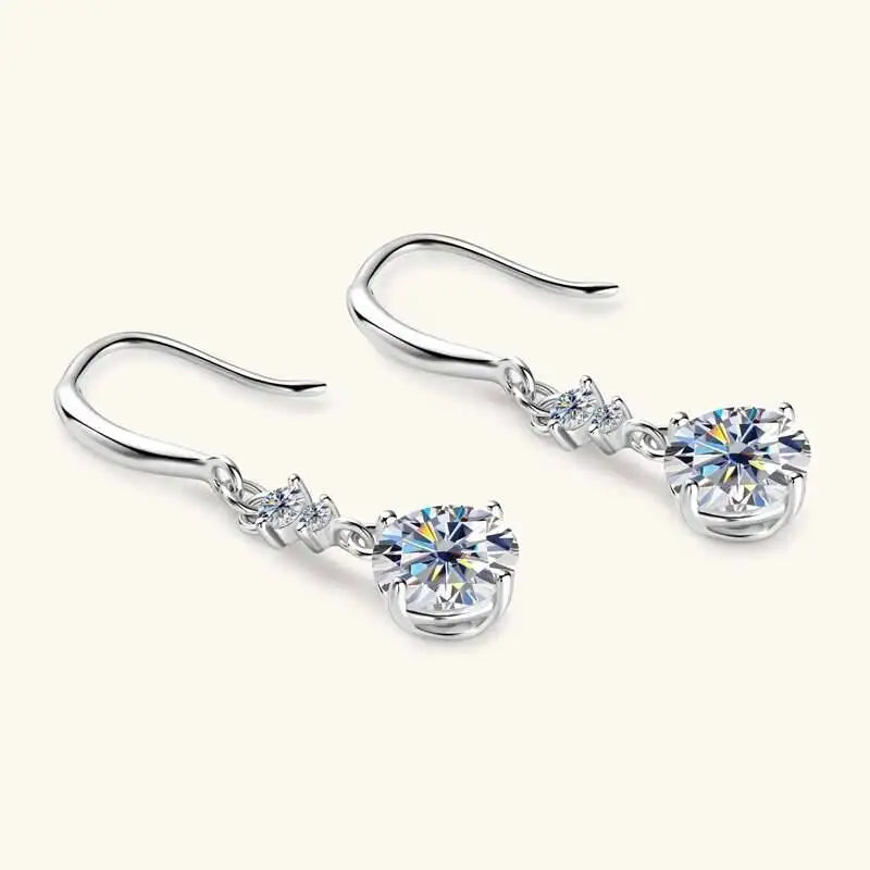 Moissanite Earrings 925 Sterling Silver White Gold Plated Hypoallergenic Studs