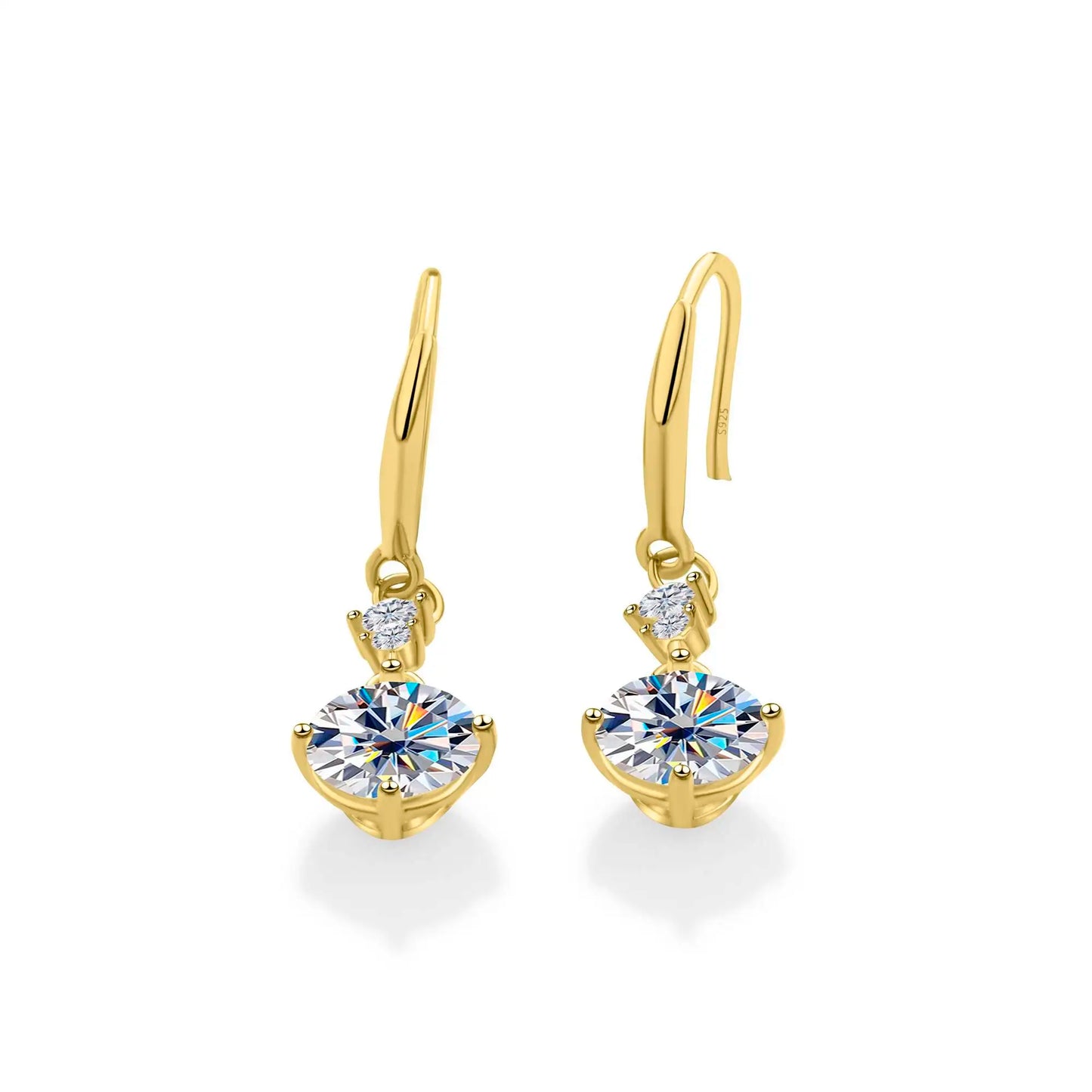Moissanite Earrings 925 Sterling Silver White Gold Plated Hypoallergenic Studs