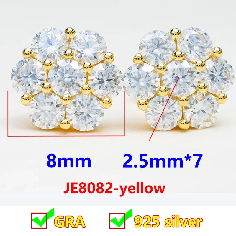 Moissanit-Ohrstecker 925 Sterling Silber D Farbe Blumen-Ohrringe für Damen