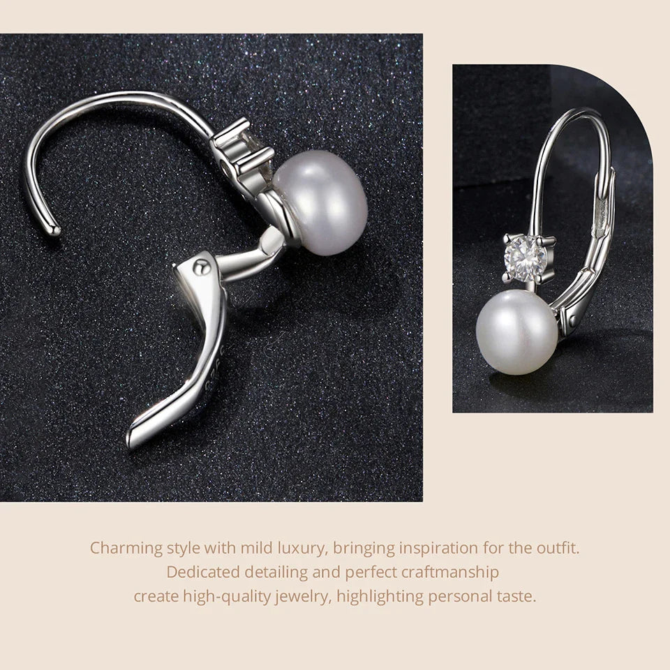 Moissanit Süßwasserperlen Drop Ohrringe 925 Sterling Silber Rundschliff Dangle