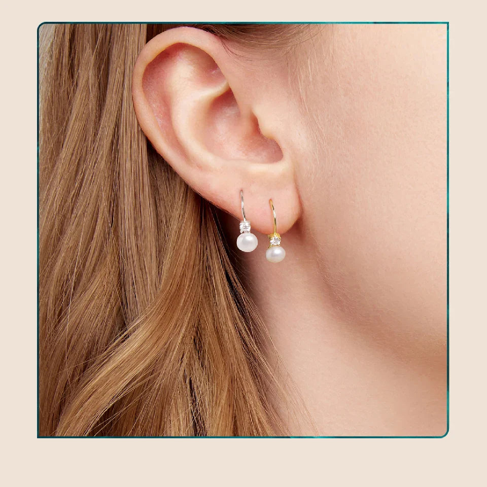 Moissanit Süßwasserperlen Drop Ohrringe 925 Sterling Silber Rundschliff Dangle