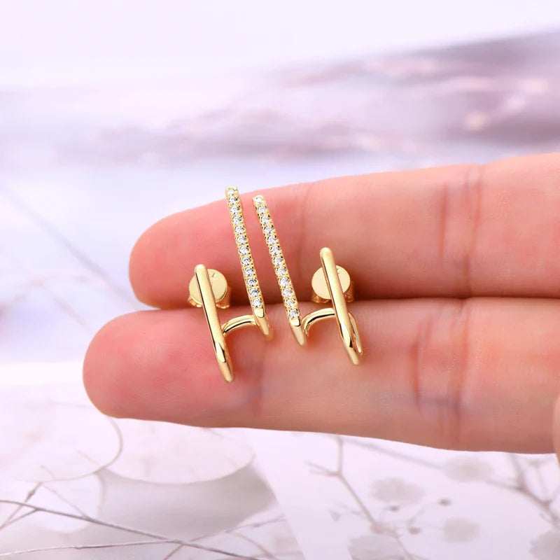 Moissanit Geometrische Ohrstecker 925 Sterling Silber Stecker Geschenk Für Frauen