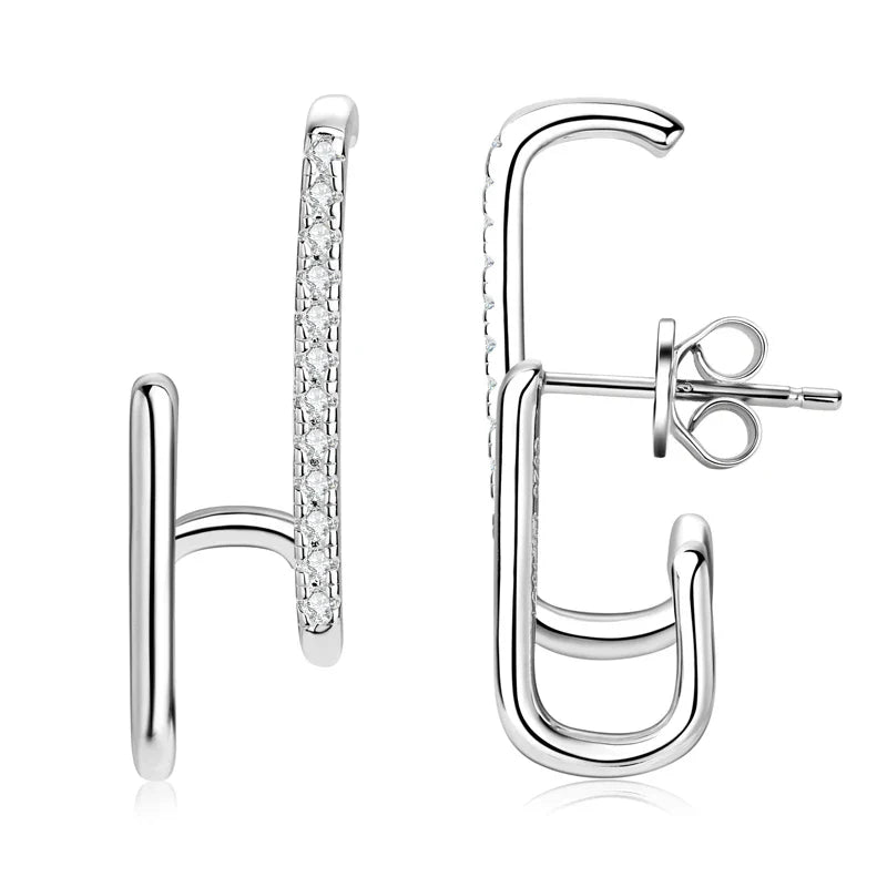 Moissanit Geometrische Ohrstecker 925 Sterling Silber Stecker Geschenk Für Frauen