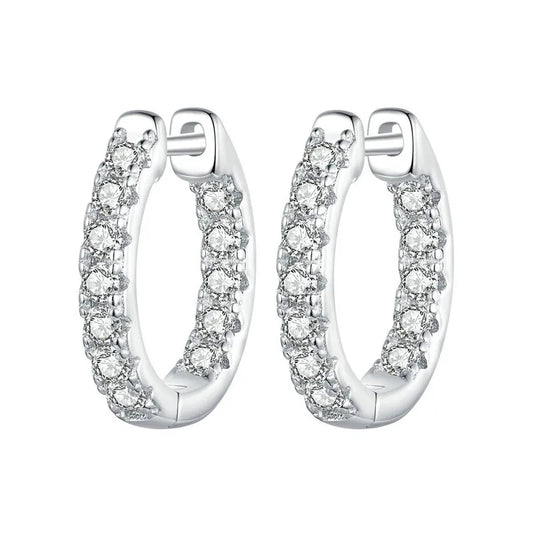 Boucles d'oreilles créoles en moissanite plaquées or, en argent sterling 925, couleur D, rondes, hypoallergéniques
