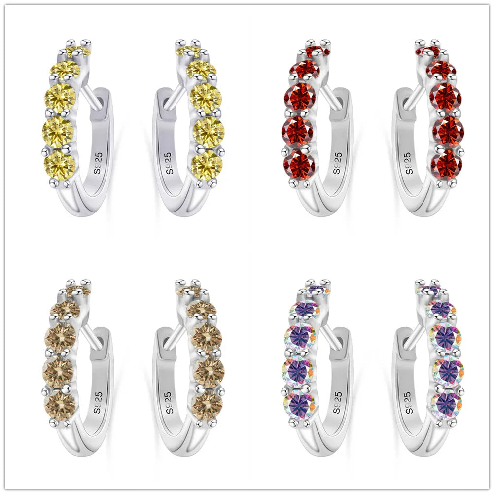 1ct D Color 3mm Moissanite Hoop Charm Earrings 925 Sterling Silver Women