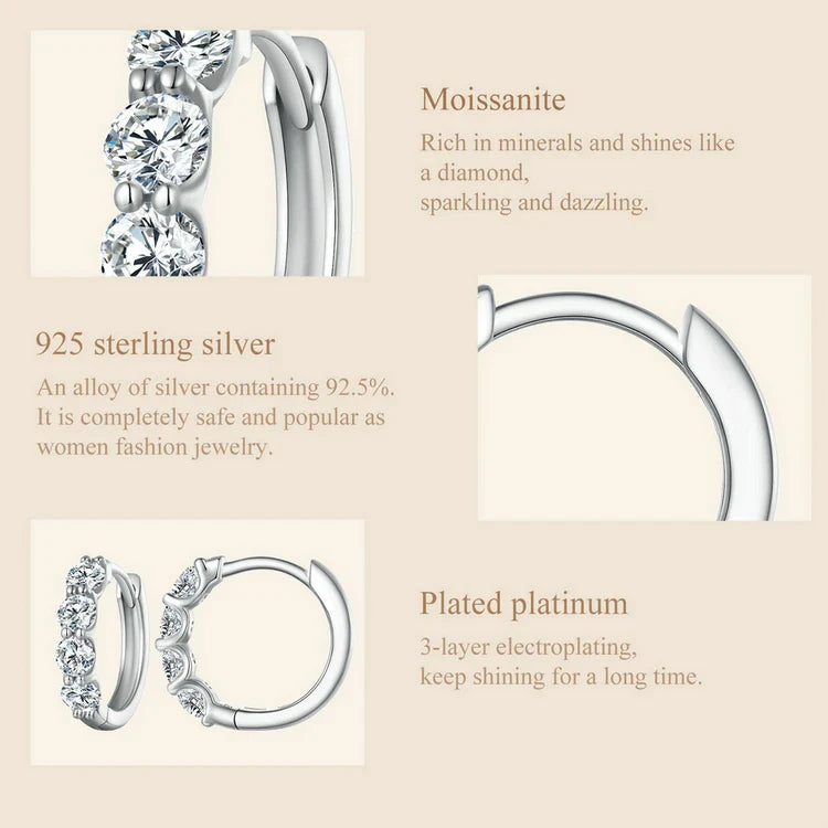 Moissanit-Creolen aus 925er Sterlingsilber, D-Farbe, rund, funkelnd, 13 mm