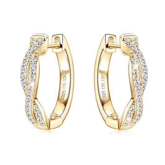 Boucles d'oreilles créoles moissanite torsadées en argent sterling 925 pour femme
