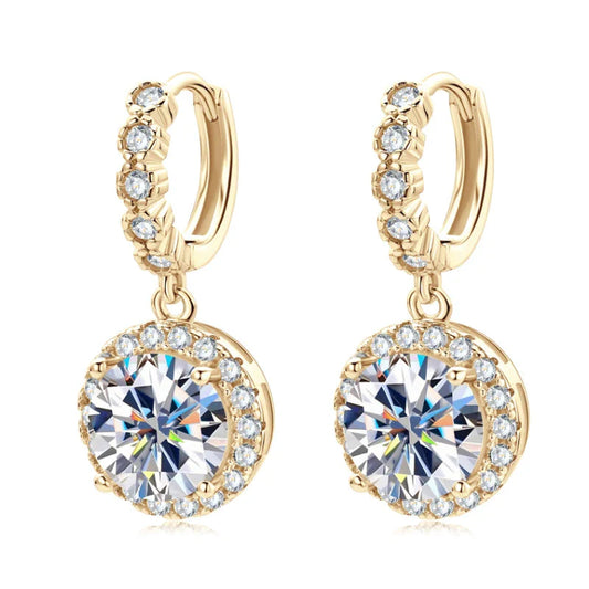Moissanite Hoop Huggie Earrings 925 Sterling Silver Dangle Drop 3ct 2ct