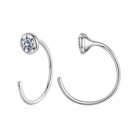 Moissanit Huggie Hoop Ohrringe 925 Sterling Silber Diamantschliff Zierliche Creolen