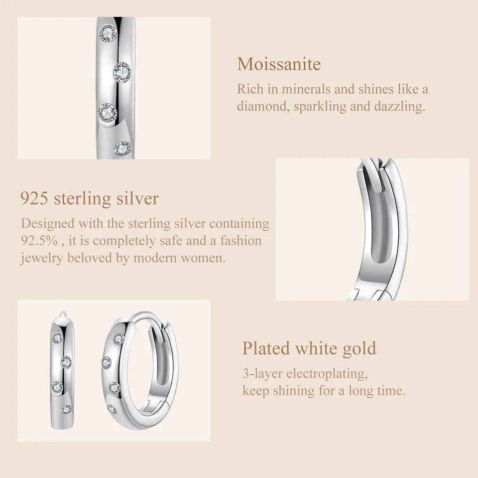 Moissanit Huggie Creolen für Damen aus 925er Sterlingsilber, vergoldet