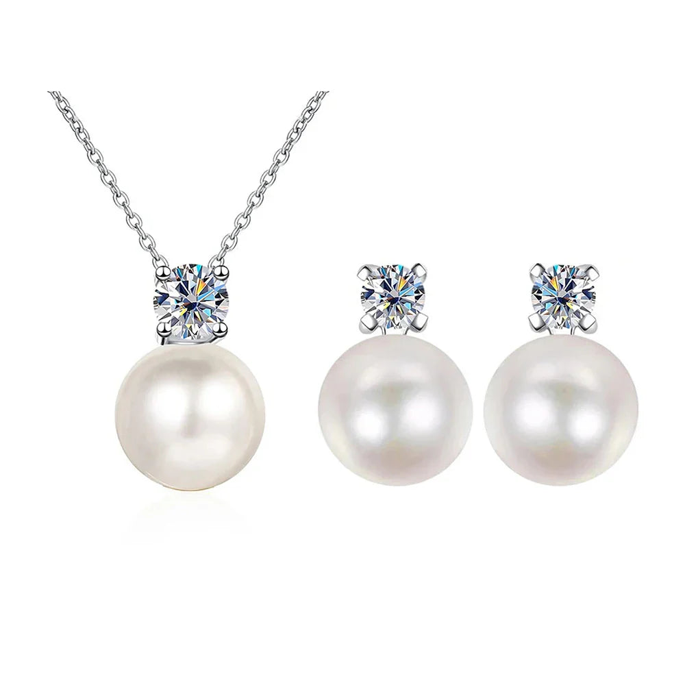 Moissanite Necklace Earrings Set Sterling Silver 925 Wedding Jewelry Gift