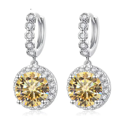 Moissanite 925 Sterling Silver Round D Color Drop Earrings Valentine's Gift