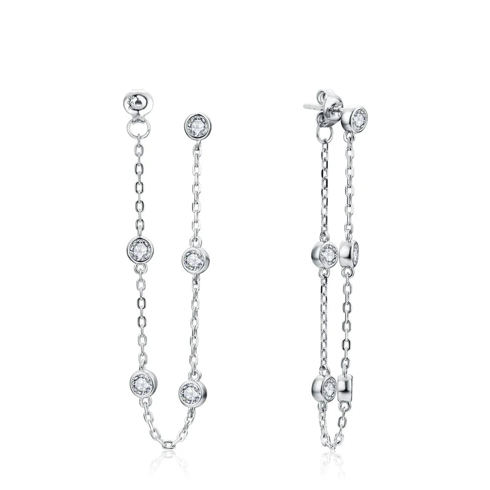 Moissanite Round Stud Earrings 3.5mm D/VVS1 Sterling 925 Silver Drop