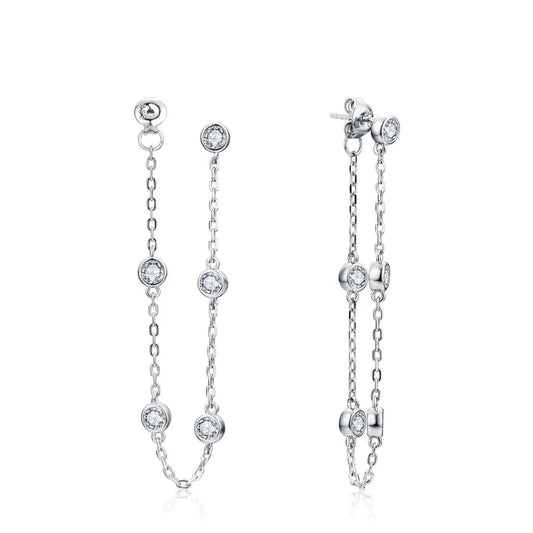 Boucles d'oreilles clous rondes en moissanite 3,5mm D/VVS1 en argent sterling 925