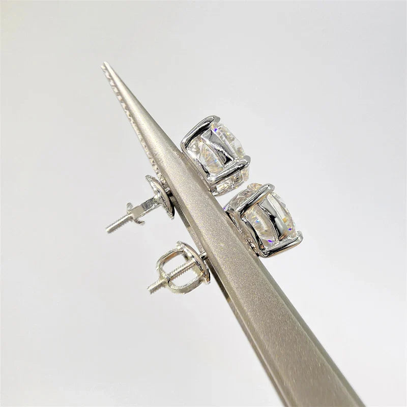 Moissanit-Ohrstecker mit Schraubverschluss 0,5-2 Karat, Vierkrappenfassung, S925 Sterlingsilber