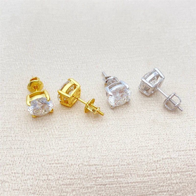 Moissanit-Ohrstecker mit Schraubverschluss 0,5-2 Karat, Vierkrappenfassung, S925 Sterlingsilber