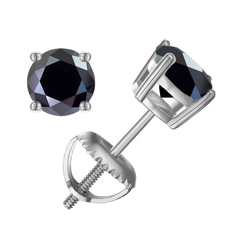 Moissanit-Ohrstecker mit Schraubverschluss 0,5-2 Karat, Vierkrappenfassung, S925 Sterlingsilber