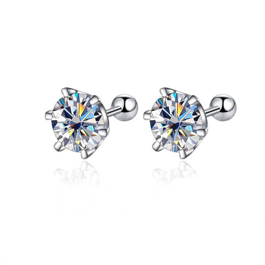 Boucles d'oreilles clous Moissanite à vis 0.5-2ct Couleur D Argent Sterling 925 Clous de mariage