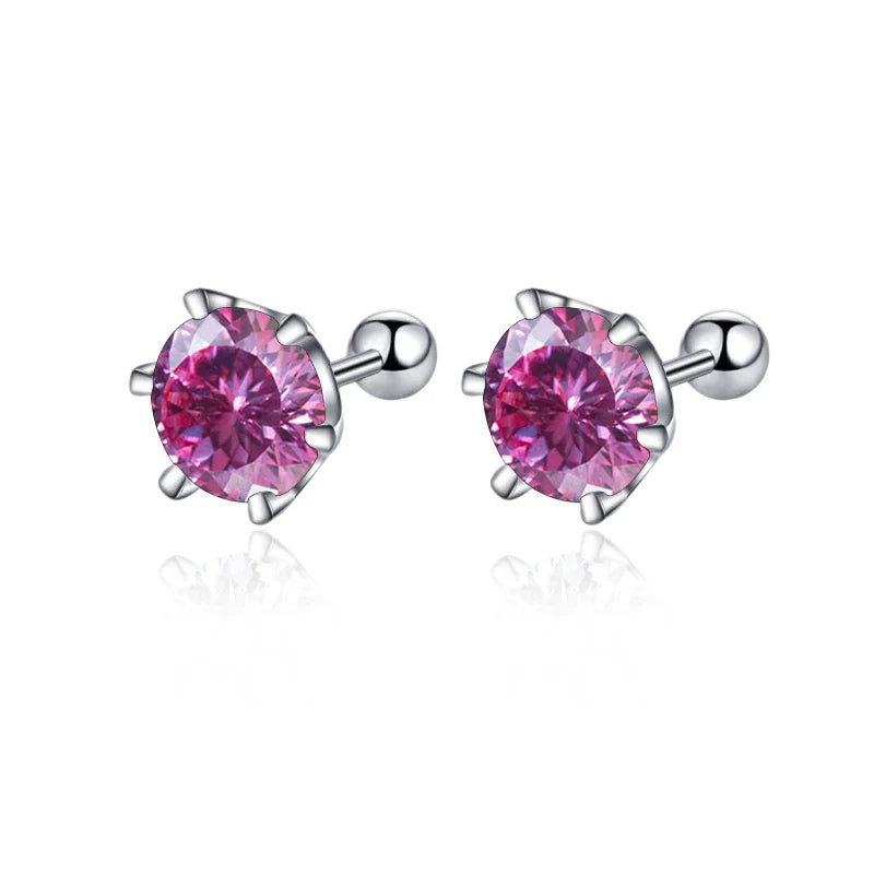 Moissanite Screw Stud Earrings 0.5-2ct D Color 925 Sterling Silver Wedding Studs