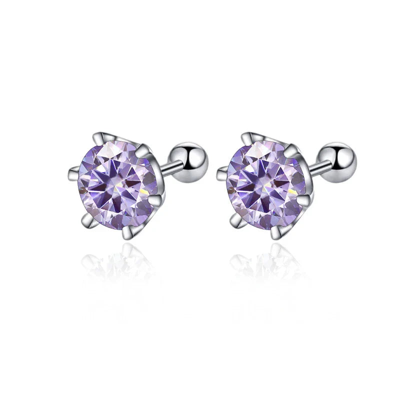 Moissanite Screw Stud Earrings 0.5-2ct D Color 925 Sterling Silver Wedding Studs