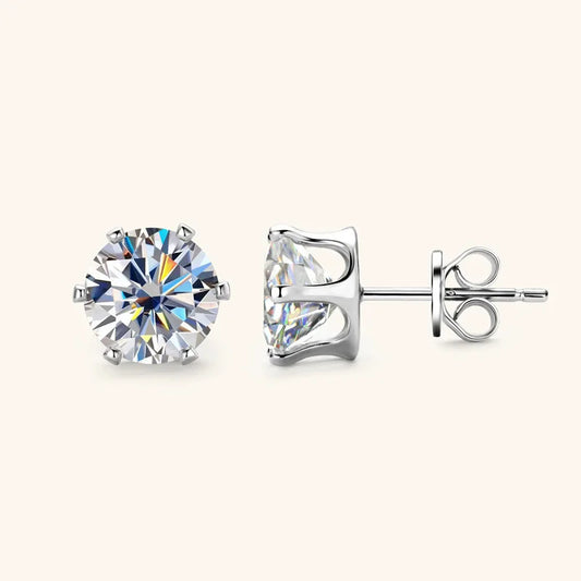 Boucles d'oreilles clous en moissanite 0,2-6 carats couleur D-E Argent sterling 925